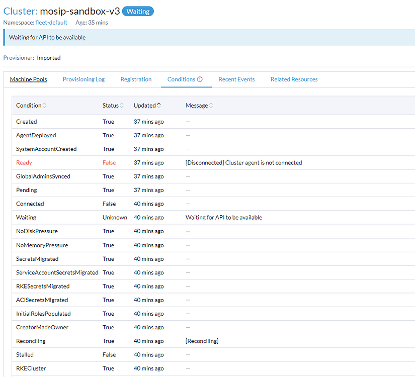下级集群注册到集群不成功，提示“Waiting for API to be available” Rancher 2.x Rancher 中文论坛